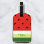 Watermelon Any Text Name Nappa Leather Luggage Tag Rectangle Front