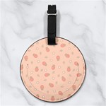 Custom Initial Name Ribbon Frame Nappa Leather Luggage Tag Round Back