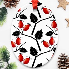 Rose Hip Pattern Branches Autumn Ornament (oval)