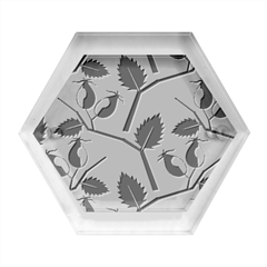 Rose Hip Pattern Branches Autumn Hexagon Wood Jewelry Box