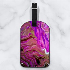 Magenta Waves Nappa Leather Luggage Tag Rectangle