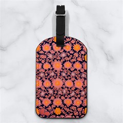 Mid Century Retro Floral 1970s 1960s Pattern 74 Nappa Leather Luggage Tag Rectangle