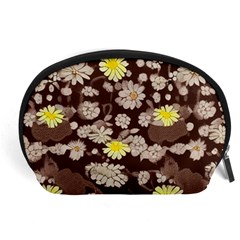 Mid Century Retro Floral 1970s 1960s Pattern 84 Accessory Pouch (large)