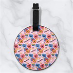 Custom Love Vibes Name Any Text Nappa Leather Luggage Tag Round Back