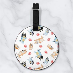 Bluey, Bluey Merch, Bluey Pattern, Bluey Bluey, Bingo, Bluey Design, Bluey Dog Nappa Leather Luggage Tag Round