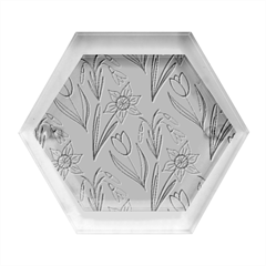 Flowers Bloom Pattern Spring Hexagon Wood Jewelry Box