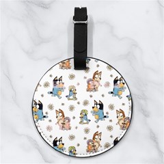 Bluey, Bluey Merch, Bluey Pattern, Bluey Bluey, Bingo, Bluey Design, Bluey Dog Nappa Leather Luggage Tag Round