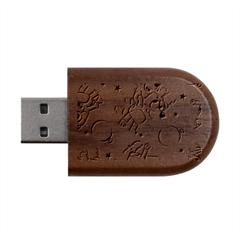 Bluey, Bluey Merch, Bluey Pattern, Bluey Bluey, Bingo, Bluey Design, Bluey Dog Wood Oval Usb Flash Drive