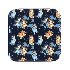 Bluey, Bluey Merch, Bluey Pattern, Bluey Bluey, Bingo, Bluey Design, Bluey Dog Square Metal Box (black)