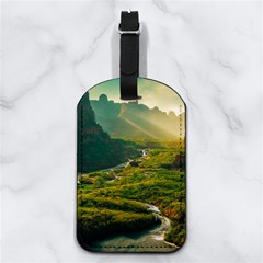 Mountains Trees Forest Nappa Leather Luggage Tag Rectangle