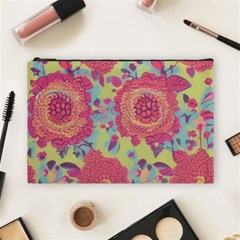 Mid Century Retro Floral 1970s 1960s Pattern 82 Cosmetic Bag (large)