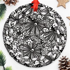 Mid Century Retro Floral 1970s 1960s Pattern 73 Round Filigree Ornament (two Sides)