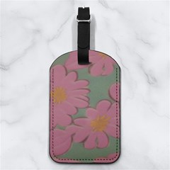 Mid Century Retro Floral 1970s 1960s Pattern 80 Nappa Leather Luggage Tag Rectangle