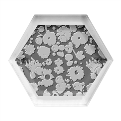 Mid Century Retro Floral 1970s 1960s Pattern 68 Hexagon Wood Jewelry Box