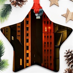 Sci-fi Futuristic Science Fiction City Neon Scene Artistic Technology Machine Fantasy Gothic Town Bu Ornament (star)