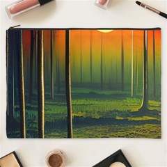 Outdoors Night Moon Full Moon Trees Setting Scene Forest Woods Light Moonlight Nature Wilderness Lan Cosmetic Bag (xxxl)