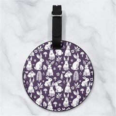 Easter Bunny Pattern Nappa Leather Luggage Tag Round