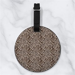 Brown Beige Snake Pattern Nappa Leather Luggage Tag Round