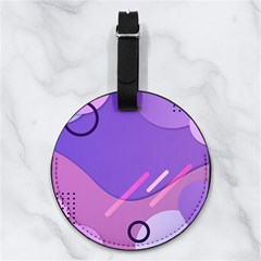 Colorful Labstract Wallpaper Theme Nappa Leather Luggage Tag Round