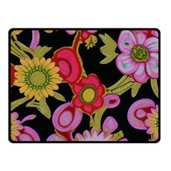 Mid Century Retro Floral 1970s 1960s Pattern 70 50  X 40  Fleece Blanket (small)